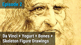 Da Vinci + Yogurt + Bones + Skeleton Figure Drawings